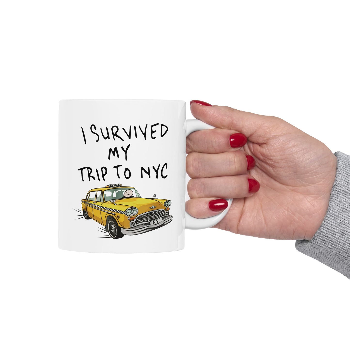 I Survived Traffic NYC Taxi Mug | Yellow Cab Coffee Cup