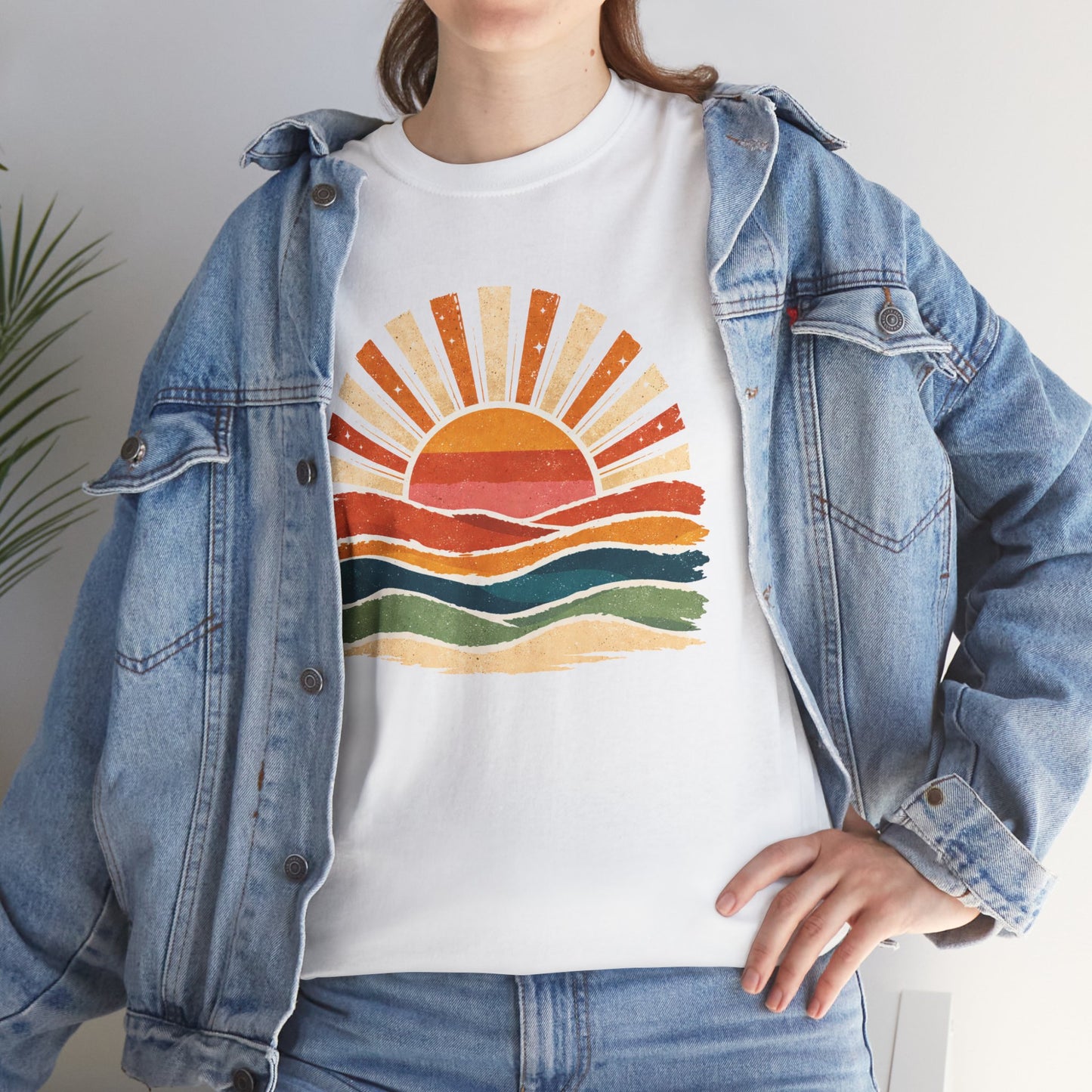 Vintage Sunset Waves T-Shirt | Retro Sunrise Graphic Tee