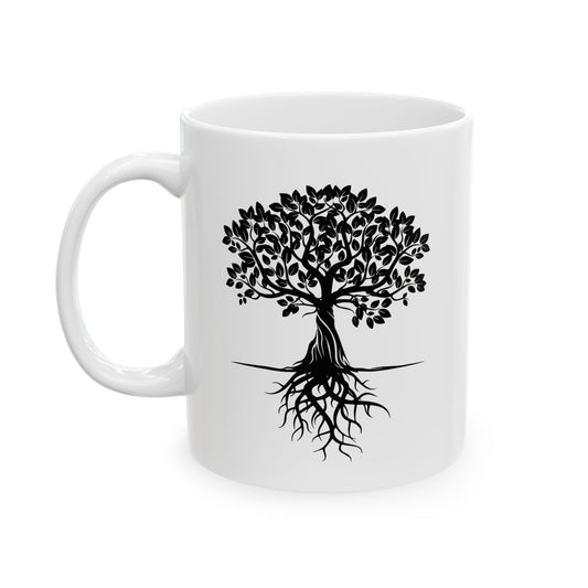 Black Tree Silhouette Mug | Minimalist Nature Coffee Cup