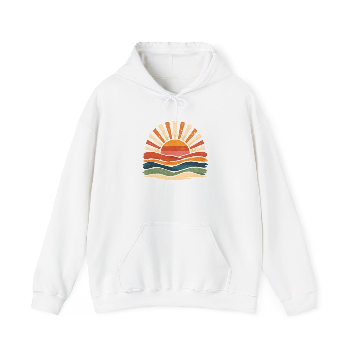 Retro Sunrise Waves Hoodie | Vintage Sunset Graphic