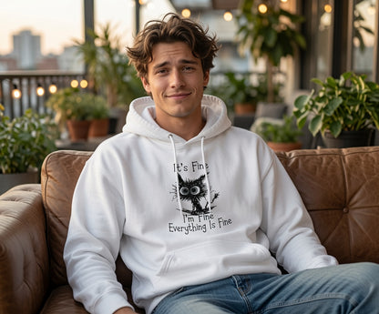 Scruffy Owl Sketch Its Fine Everything Is Fine Hoodie | Cute Goth Illustration
