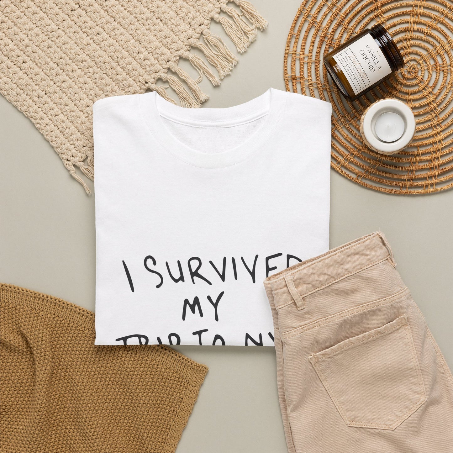 NYC Taxi Souvenir Tee — "I Survived My Trip to NYC" Graphic T-Shirt