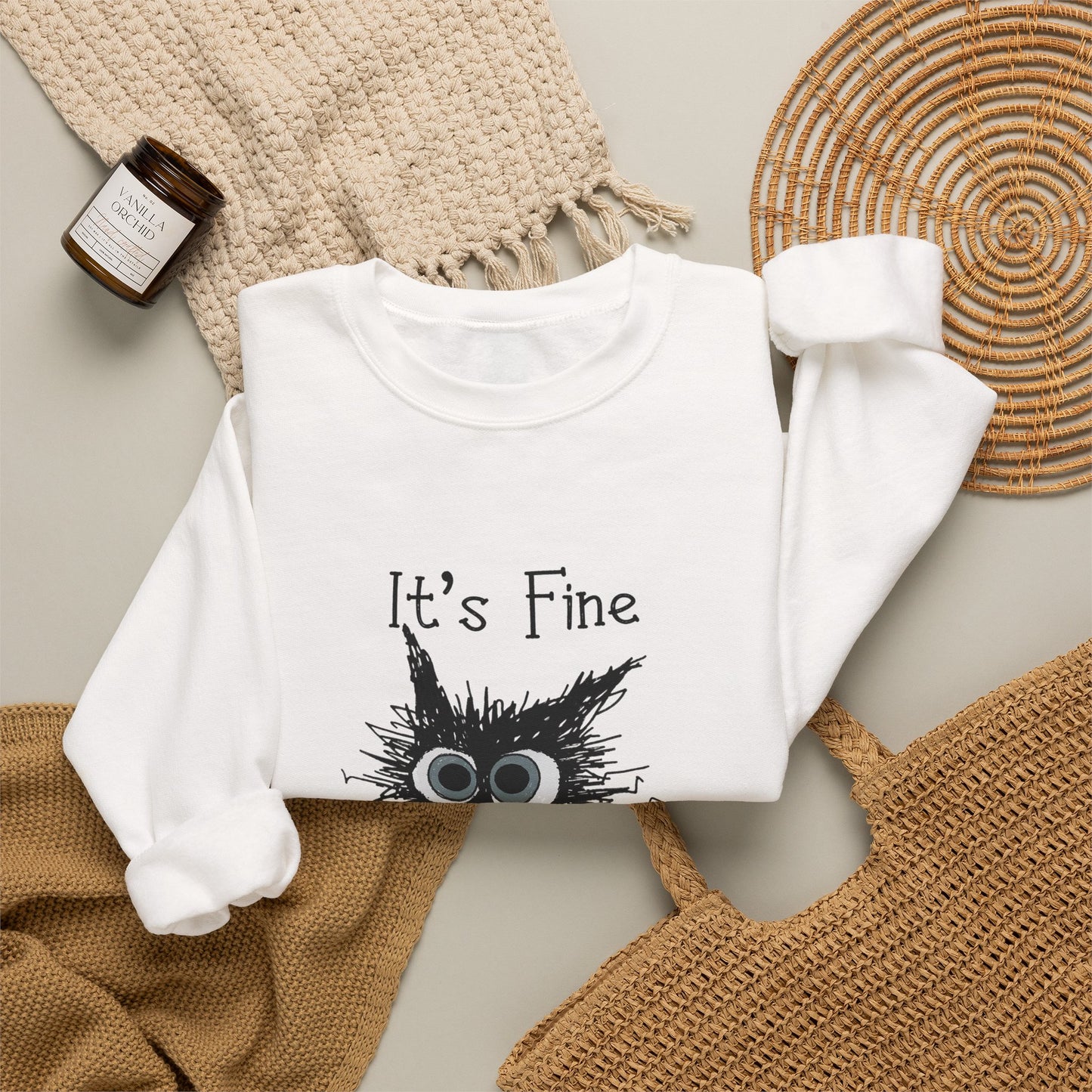 Flustered Scruffy Owl It's Fine I'm Fine Everything Is Fine Sweatshirt