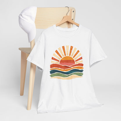Vintage Sunset Waves T-Shirt | Retro Sunrise Graphic Tee