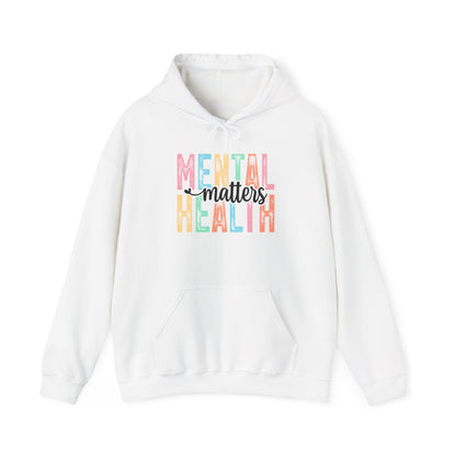 Mental Health Matters Hoodie | Colorful Typography Awareness Sweatshirt