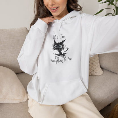 Scruffy Owl Sketch Its Fine Everything Is Fine Hoodie | Cute Goth Illustration