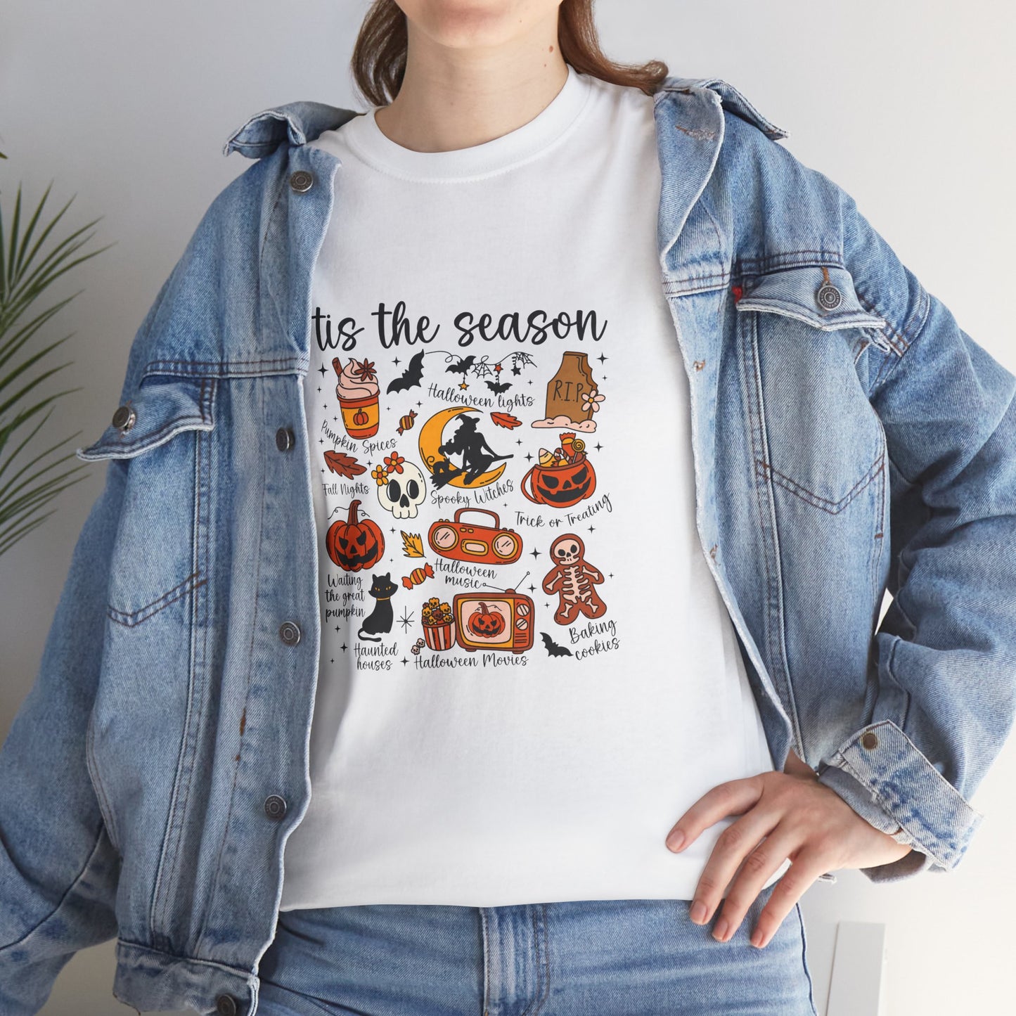 Tis the Season Halloween Icons Tee | Pumpkin, Candy, Witch Hat, Gingerbread