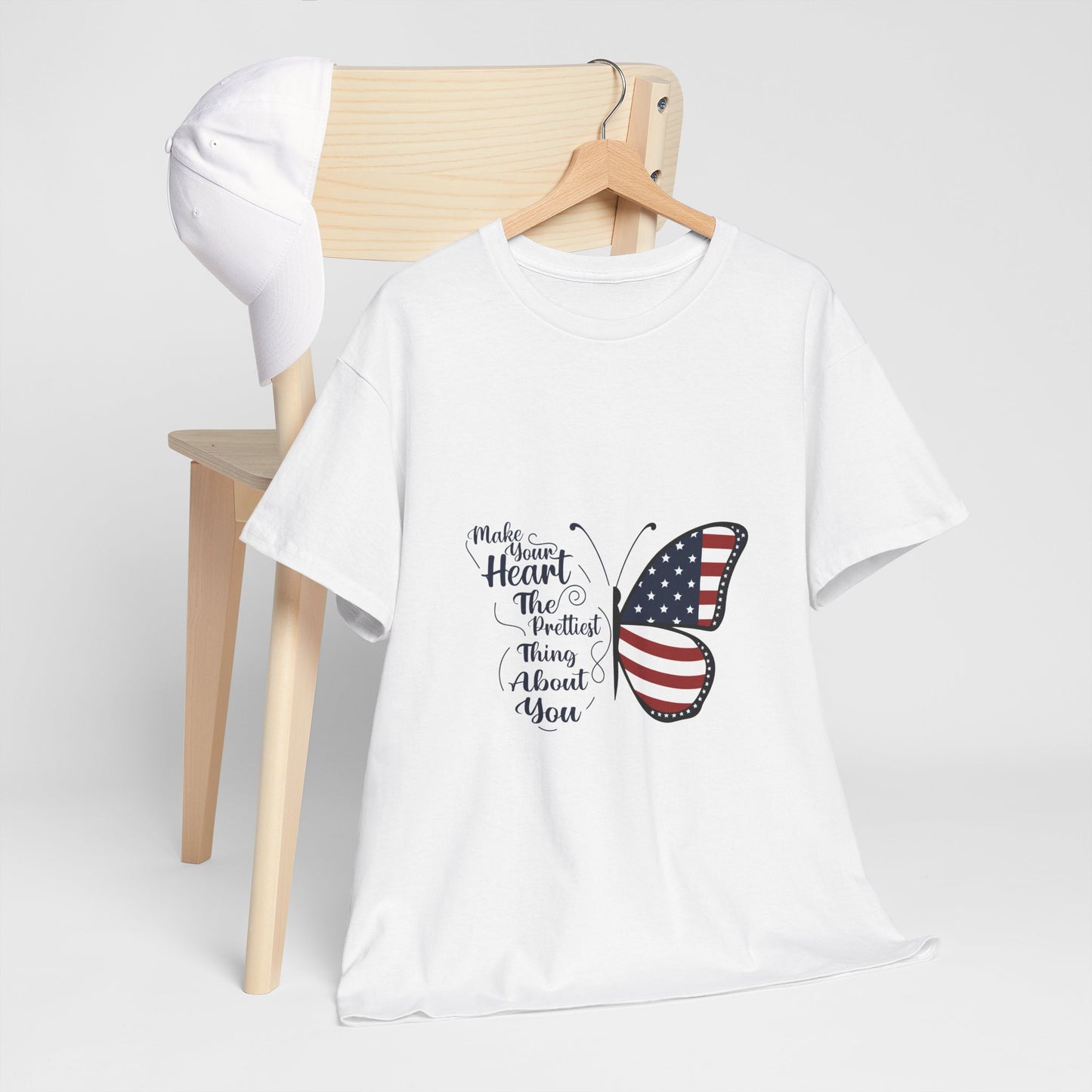 American Flag Butterfly Tee | Patriotic Butterfly Heart Design