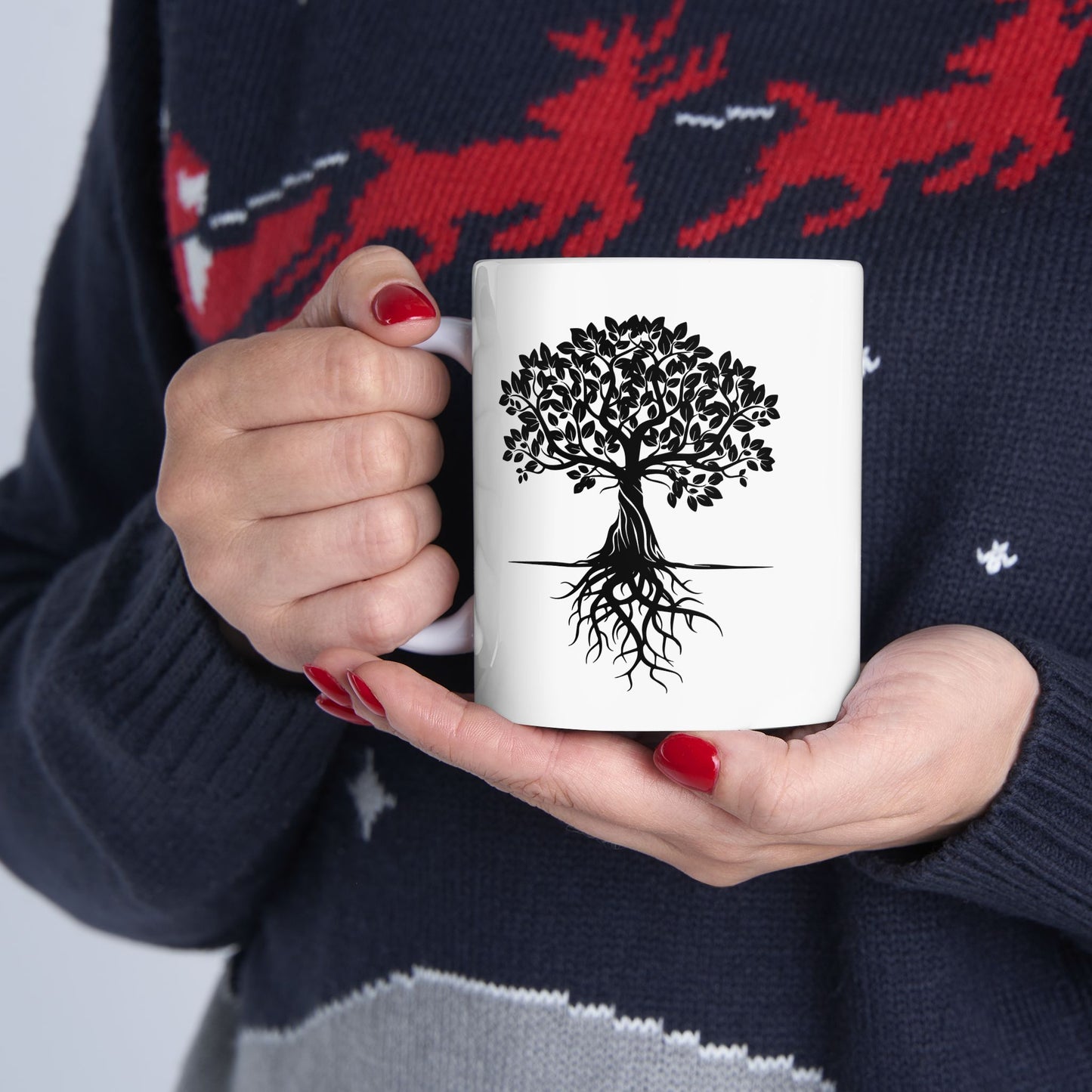 Black Tree Silhouette Mug | Minimalist Nature Coffee Cup