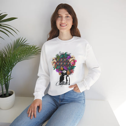 Floral Afro Woman sweatshirt | Botanical Portrait Crewneck
