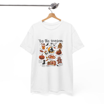 Tis the Season Halloween Icons Tee | Pumpkin, Candy, Witch Hat, Gingerbread