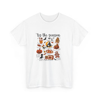 Tis the Season Halloween Icons Tee | Pumpkin, Candy, Witch Hat, Gingerbread