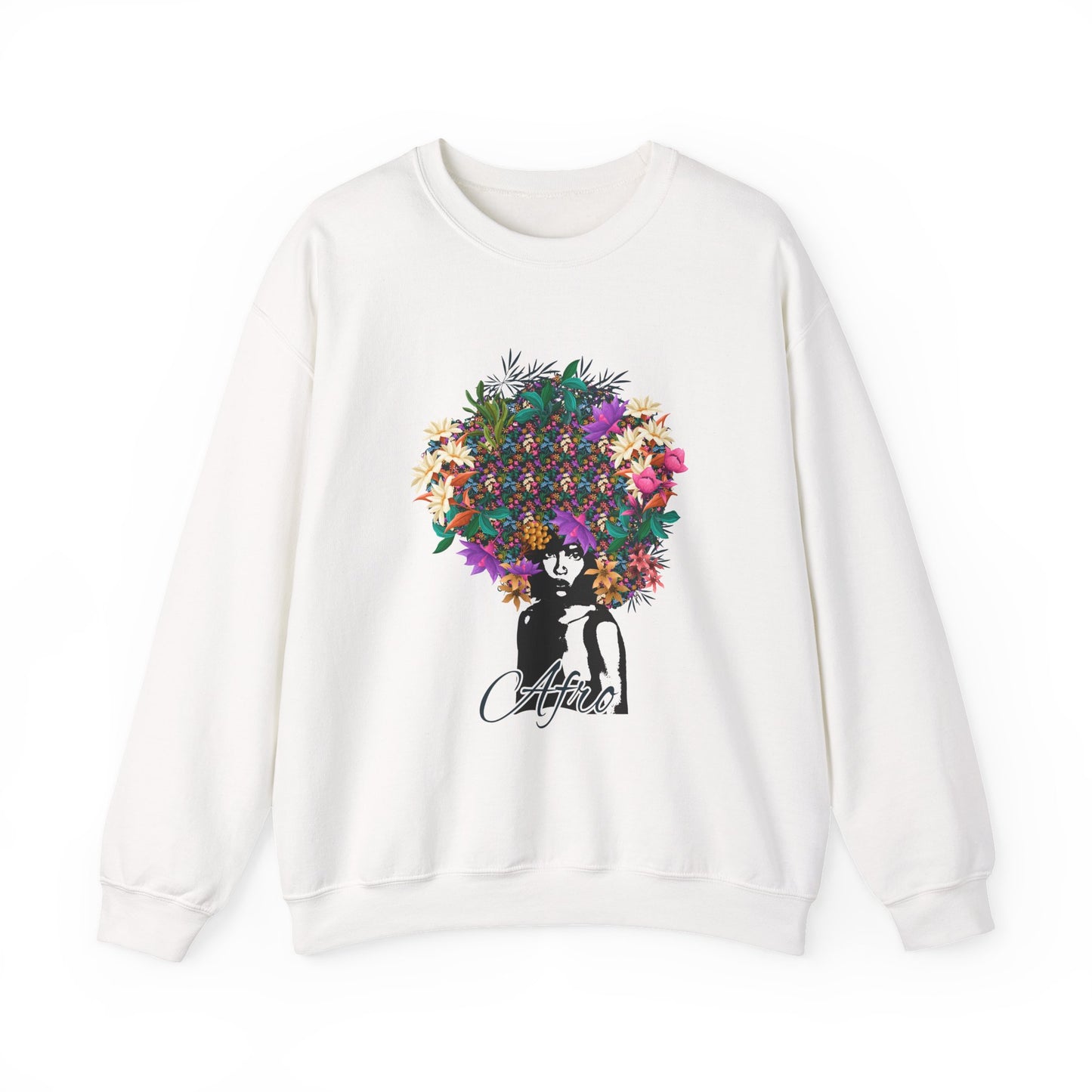 Floral Afro Woman sweatshirt | Botanical Portrait Crewneck