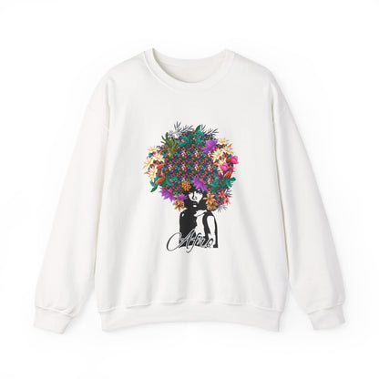 Floral Afro Woman sweatshirt | Botanical Portrait Crewneck