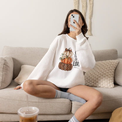 Give Thanks to the Lord Pumpkin Stack Sweatshirt | Fall Christian Thanksgiving