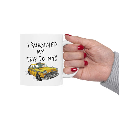 I Survived Traffic NYC Taxi Mug | Yellow Cab Coffee Cup