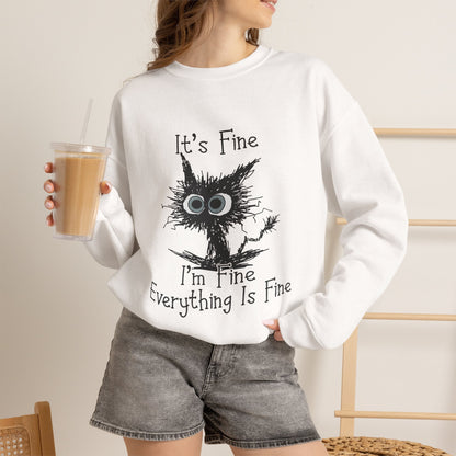 Flustered Scruffy Owl It's Fine I'm Fine Everything Is Fine Sweatshirt