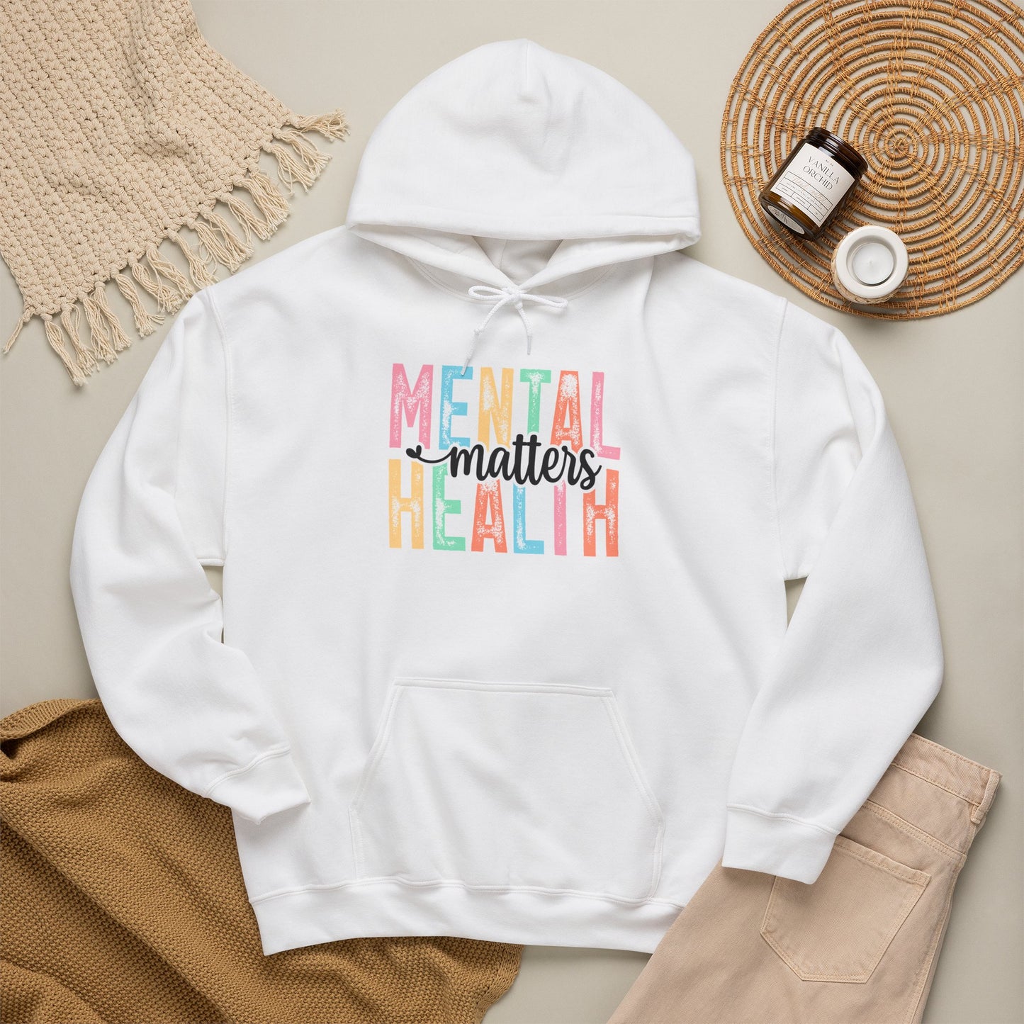Mental Health Matters Hoodie | Colorful Typography Awareness Sweatshirt