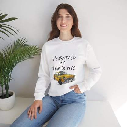 I Survived My Trip to NYC sweatshirt | Yellow Taxi Illustration, Travel Souvenir