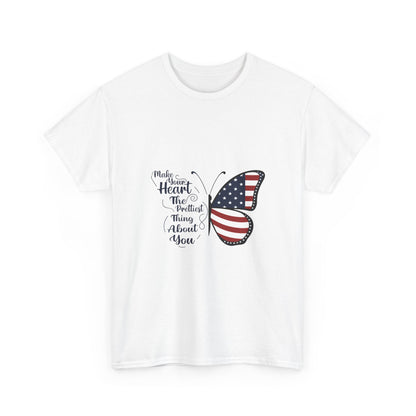 American Flag Butterfly Tee | Patriotic Butterfly Heart Design