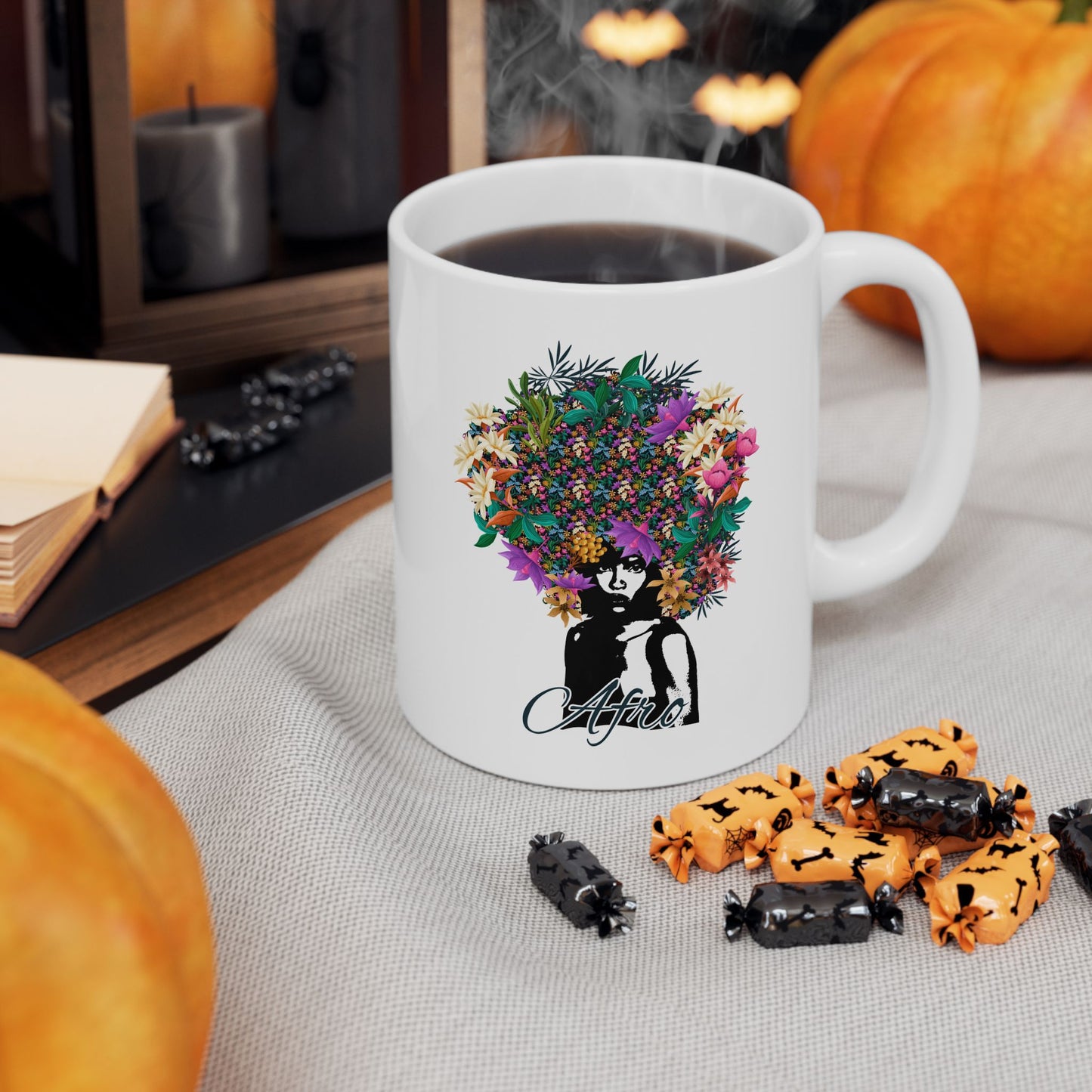 Floral Skull Illustration Mug | Ceramic Coffee Cup
