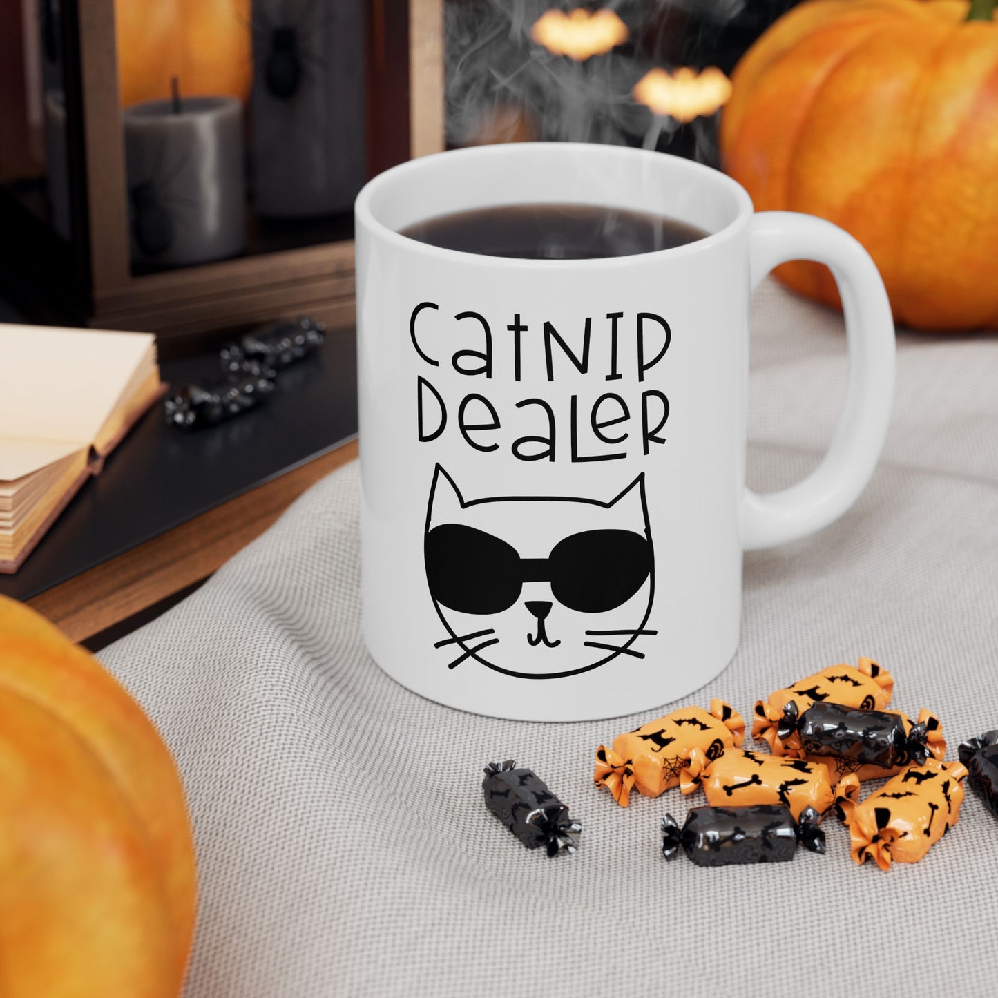 Cat Decaf Mug | Cute Black Cat Coffee Ceramic Mug