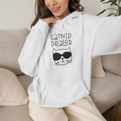 Catnip Dealer Hoodie | Cat Face with Sunglasses, Funny Cat Graphic