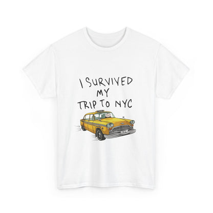 NYC Taxi Souvenir Tee — "I Survived My Trip to NYC" Graphic T-Shirt