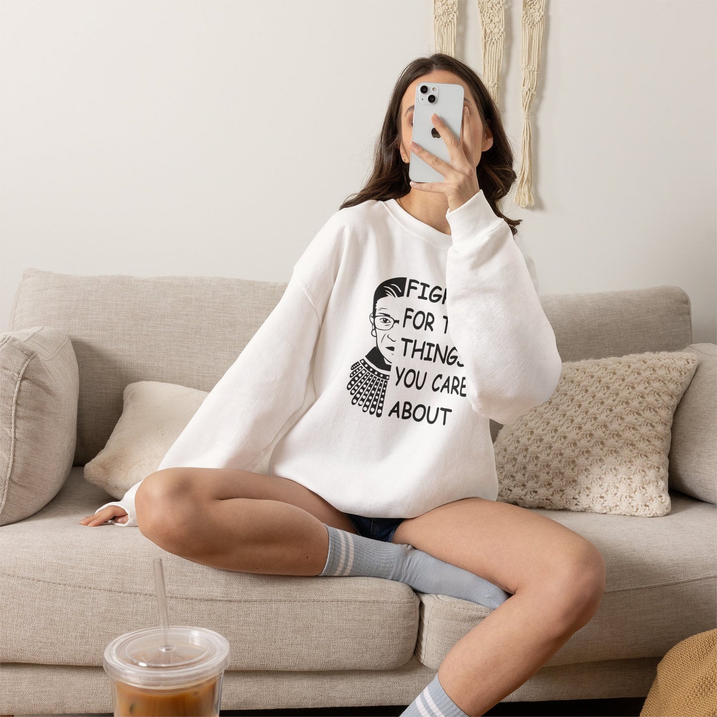 Fight for the Things You Care About Sweatshirt | Ruth Bader Ginsburg Illustration