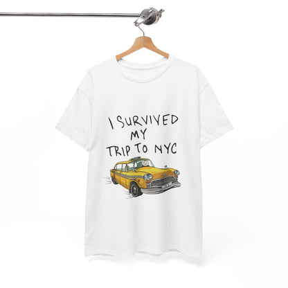 NYC Taxi Souvenir Tee — "I Survived My Trip to NYC" Graphic T-Shirt