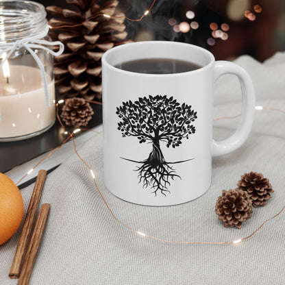 Black Tree Silhouette Mug | Minimalist Nature Coffee Cup
