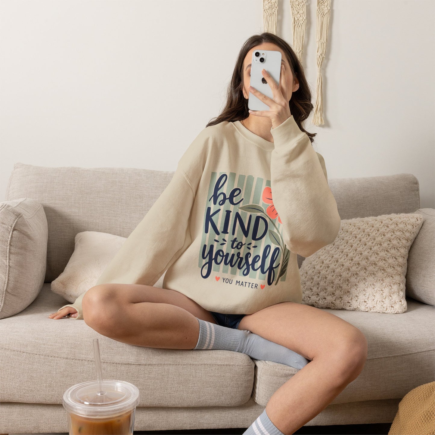 Be Kind to Yourself floral graphic Sweatshirt | You Matter crewneck