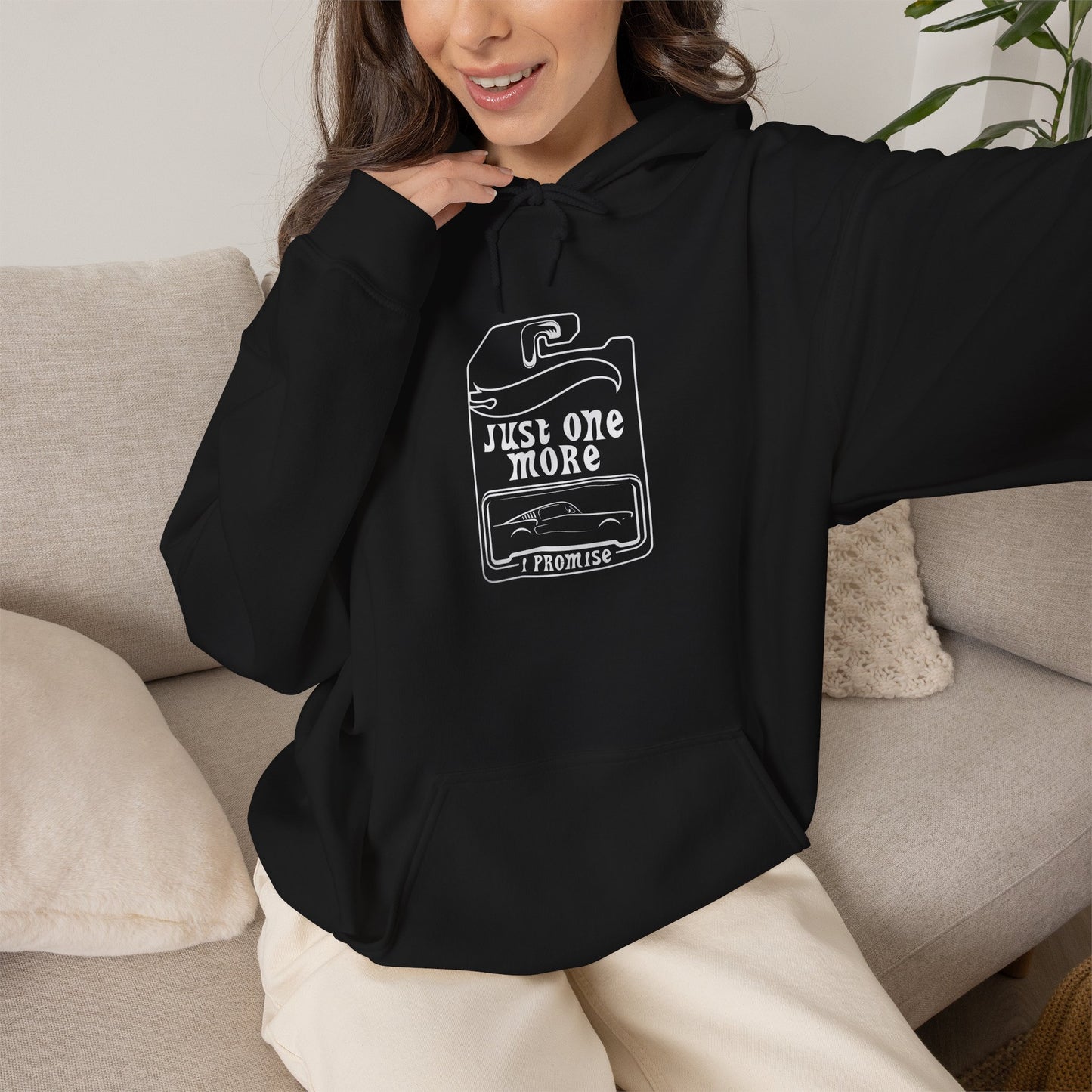 Just One More Cigarette Hoodie | Vintage Lighter Illustration, Smoking Graphic