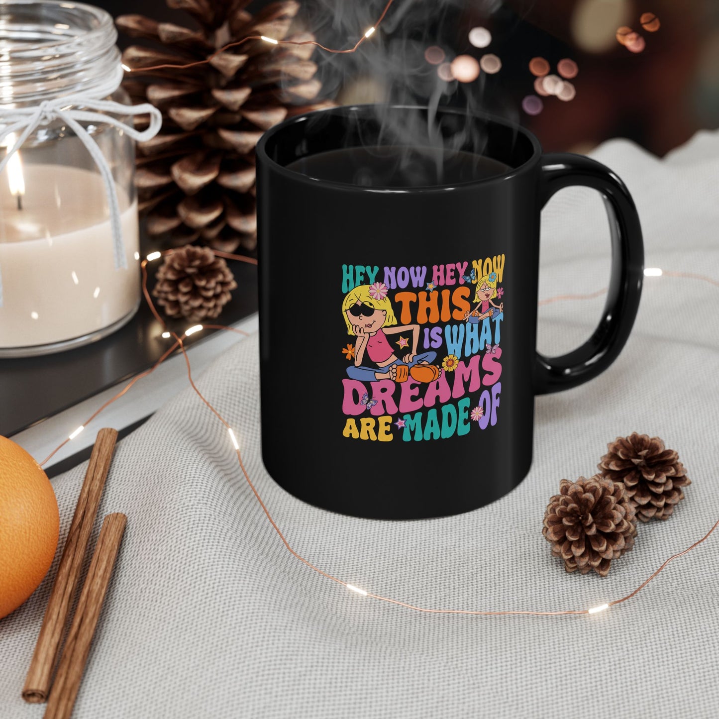 Retro 'This Is What Dreams Are Made Of' Mug | Black Ceramic Coffee Cup