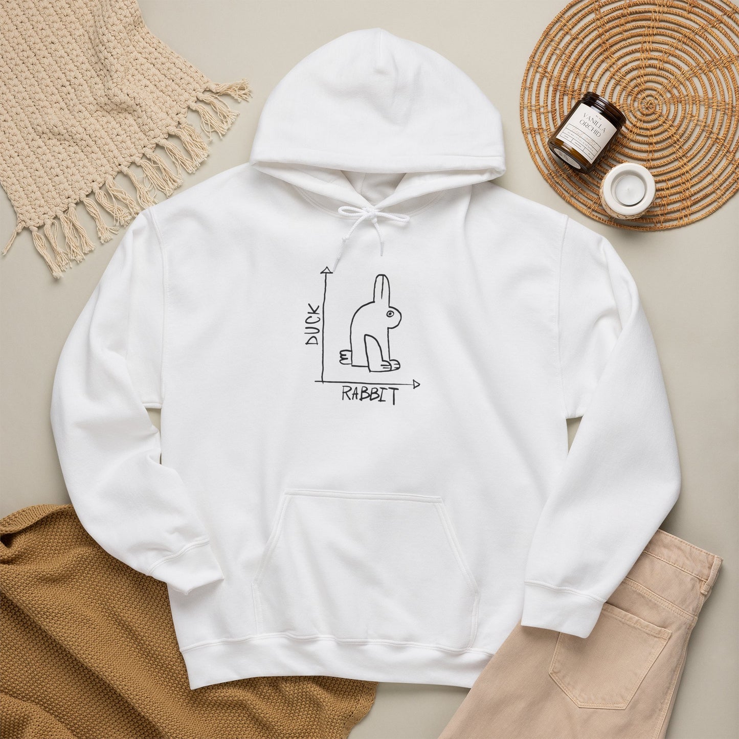 Funny Rabbit Diagram Hoodie | Cute Minimal Sketch Bunny Graph Hoodie