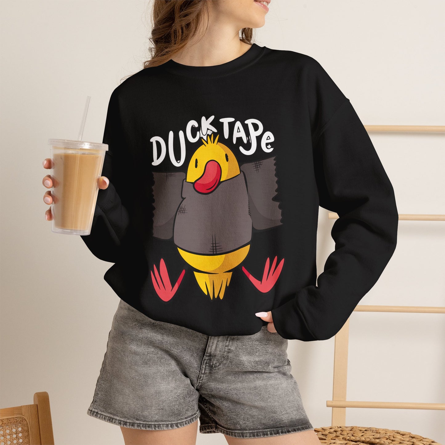 Duck Tape cartoon duck Sweatshirt | funny bird graphic crewneck