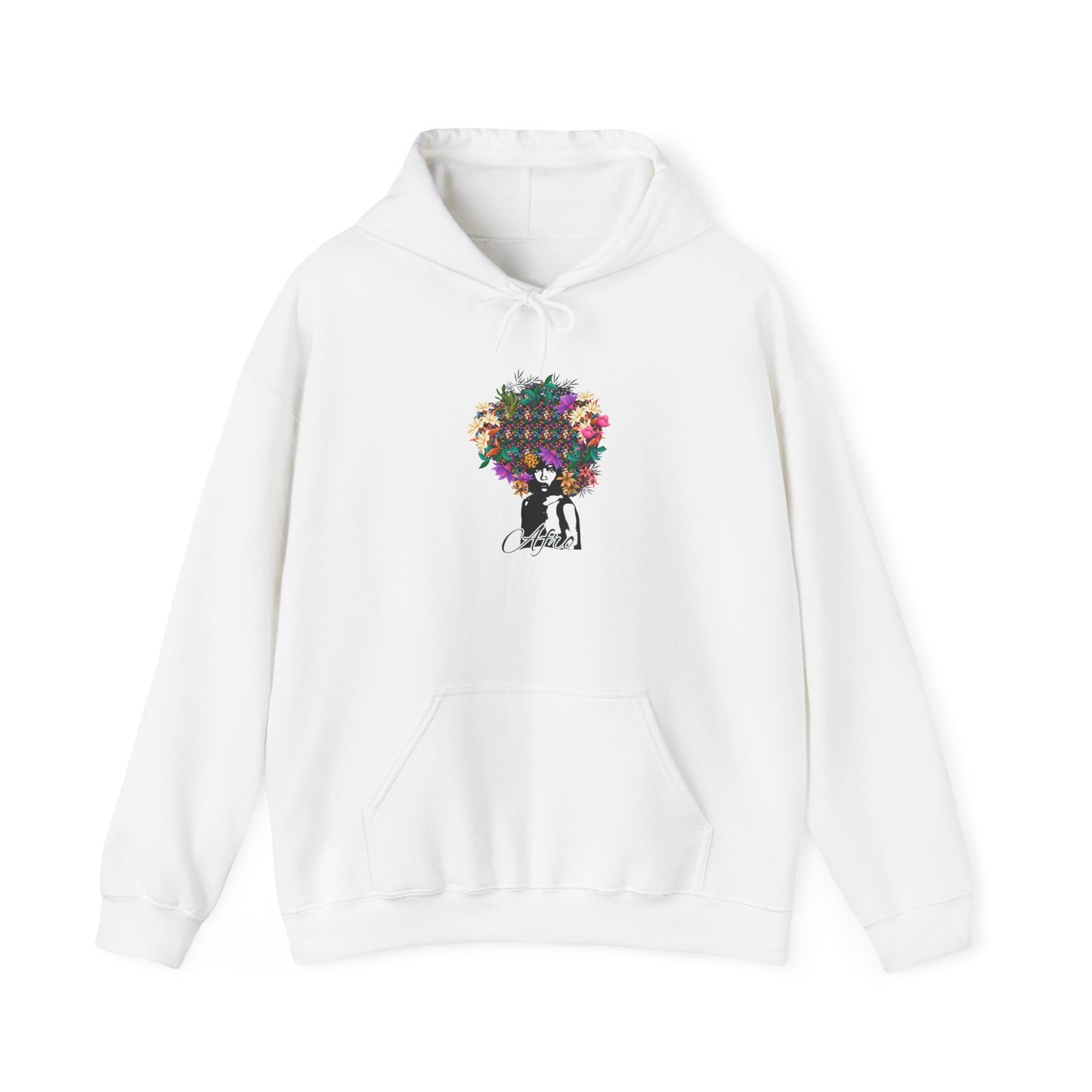 Woman with Flower Hair Hoodie | Colorful Floral Portrait Sweatshirt
