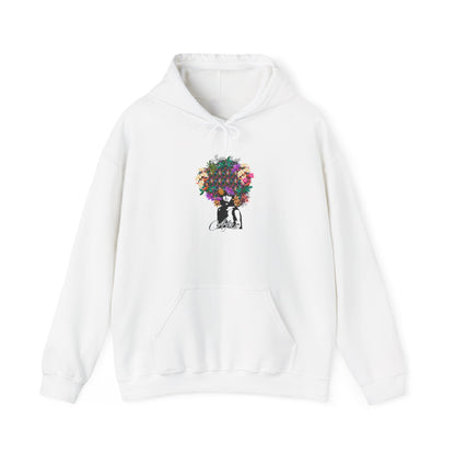 Woman with Flower Hair Hoodie | Colorful Floral Portrait Sweatshirt