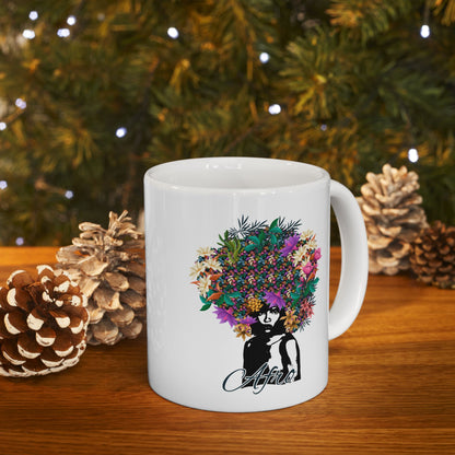 Floral Skull Illustration Mug | Ceramic Coffee Cup