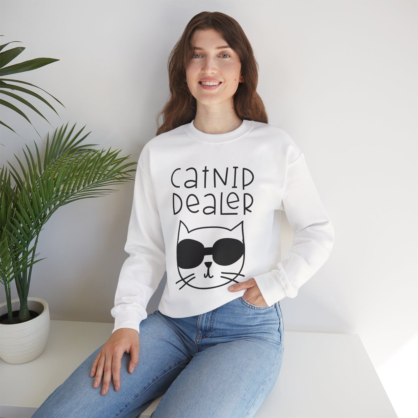 Catnip Dealer Sweatshirt | Cat with Sunglasses Crewneck