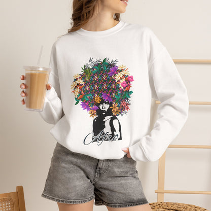 Floral Afro Woman sweatshirt | Botanical Portrait Crewneck