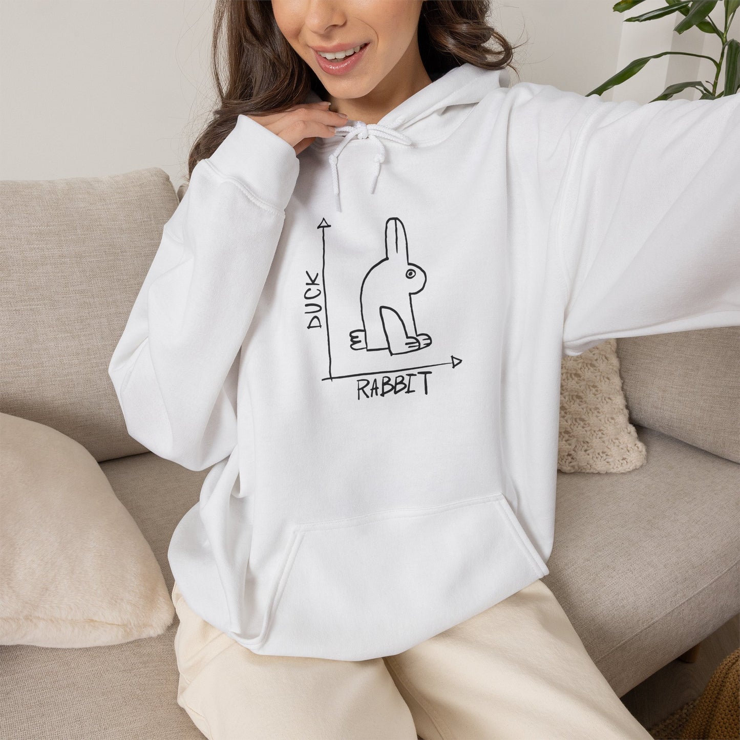 Funny Rabbit Diagram Hoodie | Cute Minimal Sketch Bunny Graph Hoodie