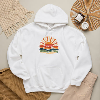 Retro Sunrise Waves Hoodie | Vintage Sunset Graphic