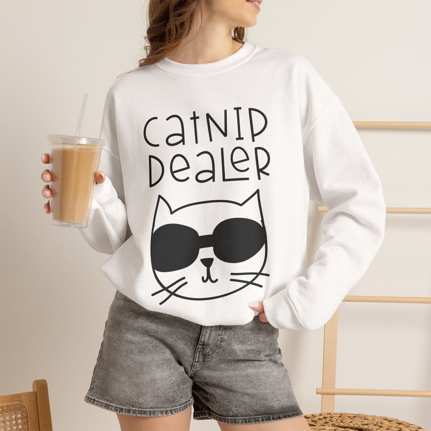 Catnip Dealer Sweatshirt | Cat with Sunglasses Crewneck
