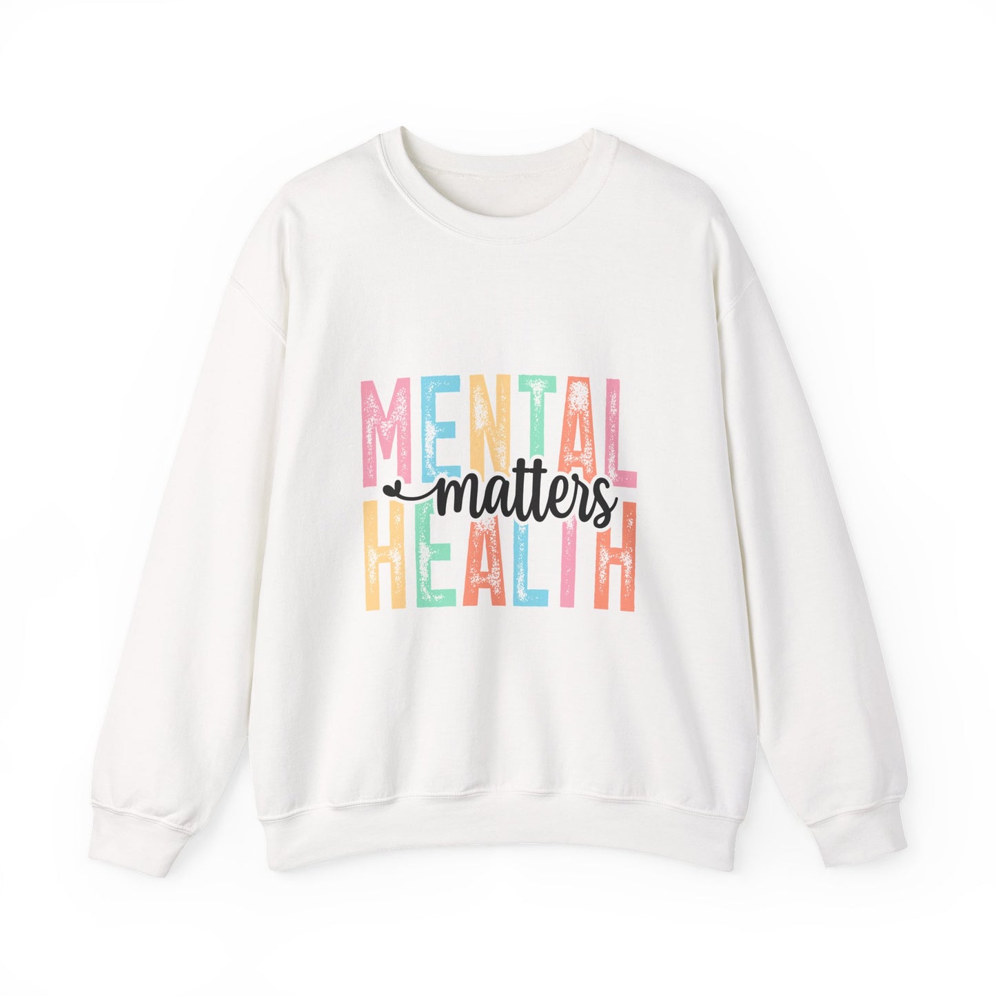 Mental Health Matters Crewneck Sweatshirt | Pastel Block Letter Awareness