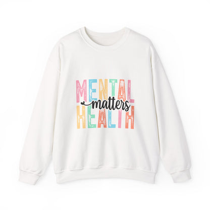Mental Health Matters Crewneck Sweatshirt | Pastel Block Letter Awareness