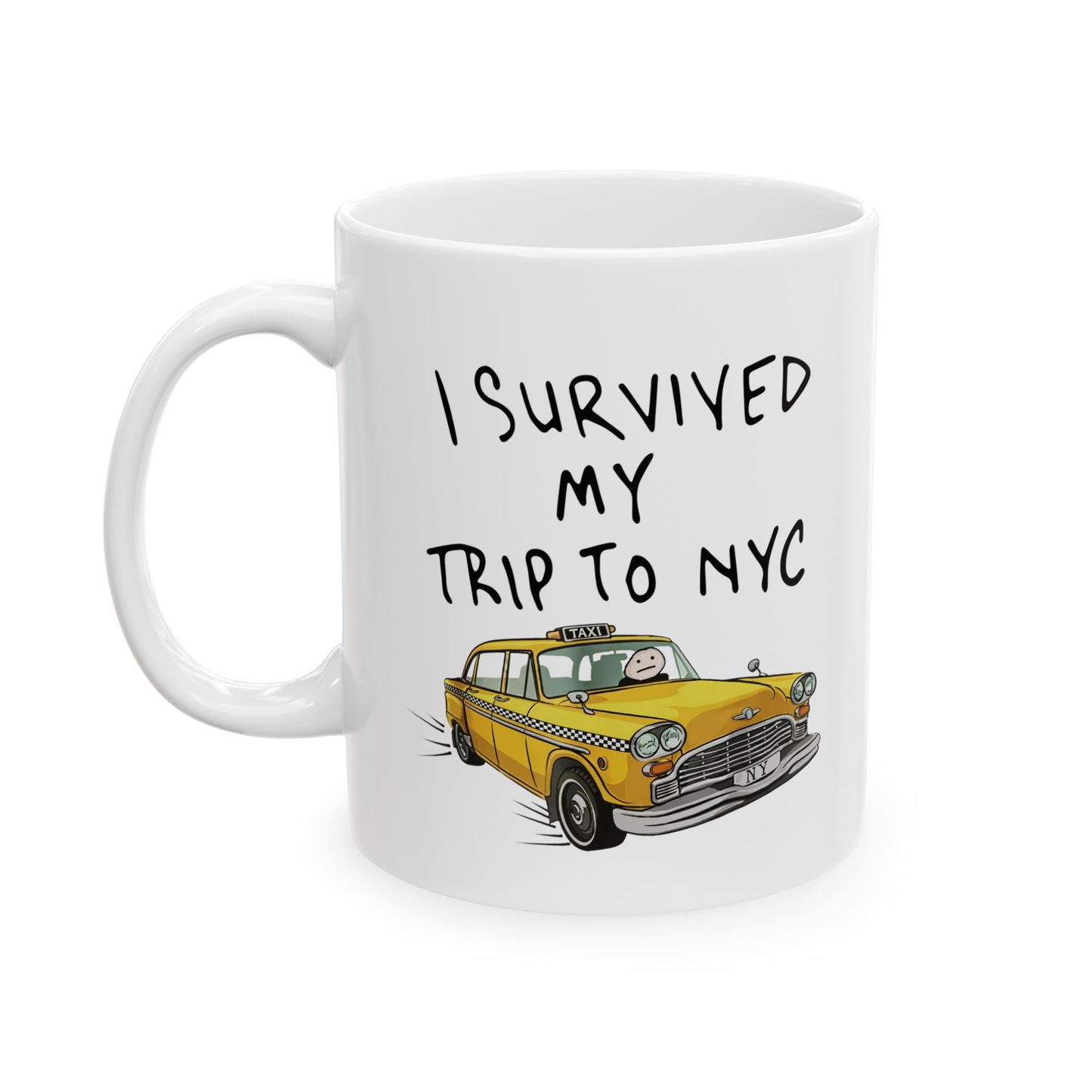 I Survived Traffic NYC Taxi Mug | Yellow Cab Coffee Cup