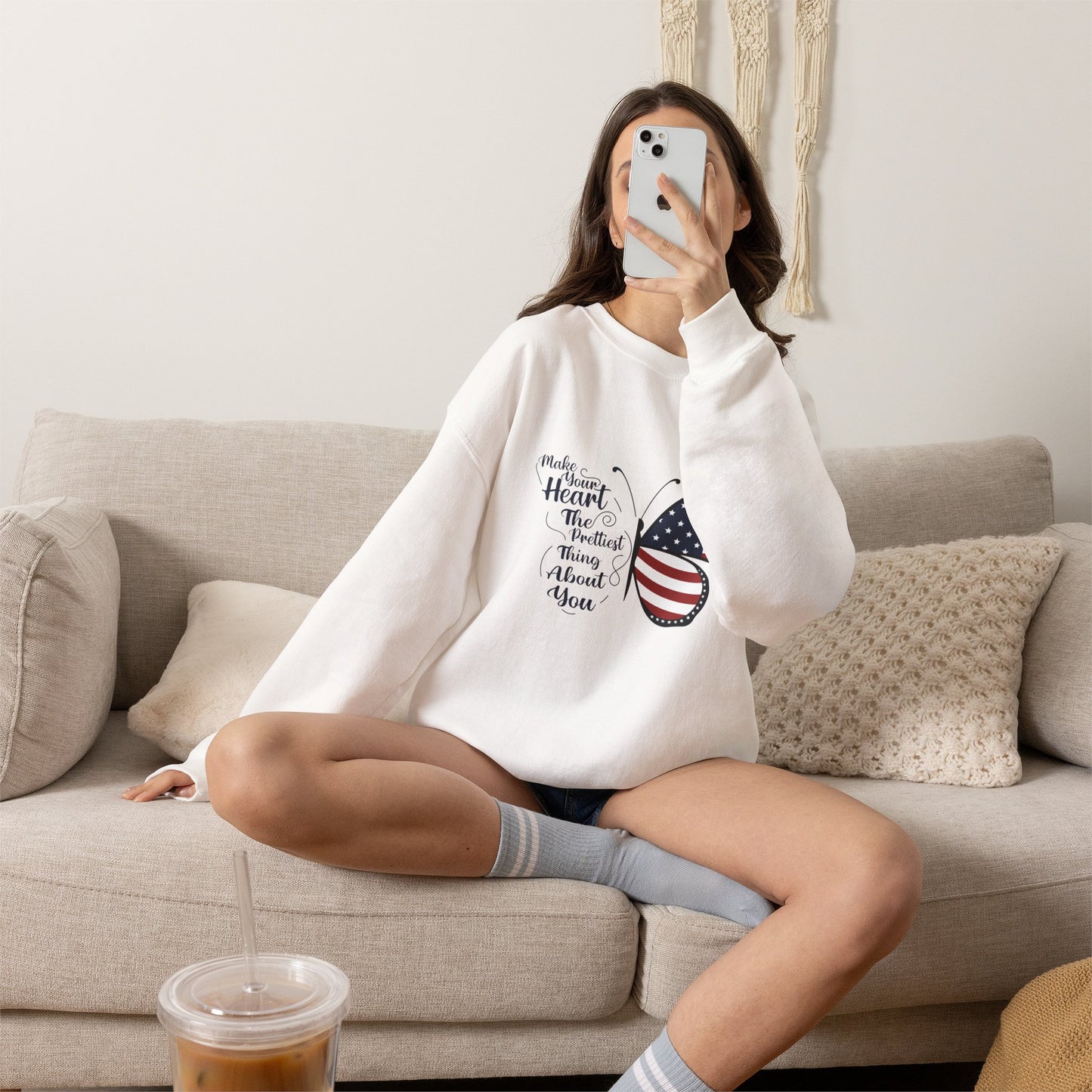 American Flag Butterfly sweatshirt | Patriotic butterfly design