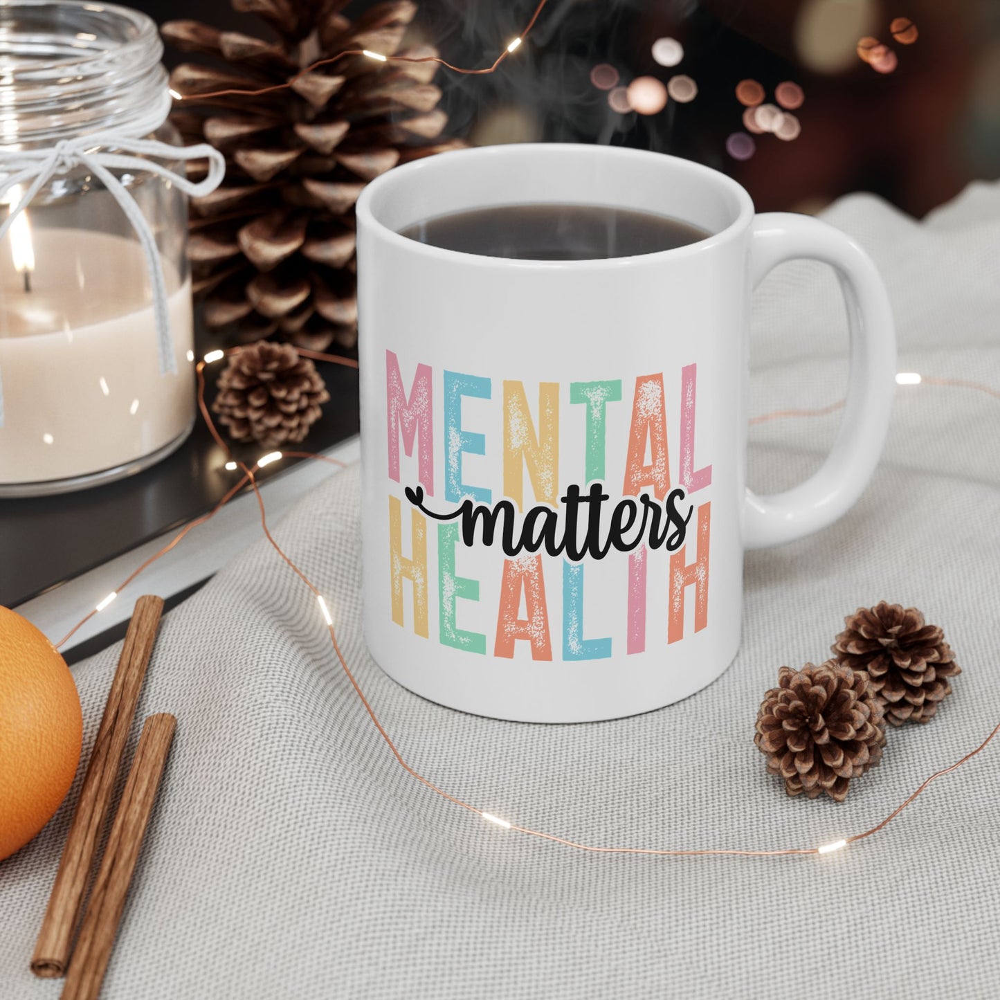 Mental Health Awareness Mug | Pastel Block Letter Design