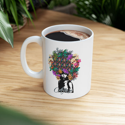Floral Skull Illustration Mug | Ceramic Coffee Cup